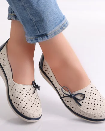 Pantofi dama casual Bej/Albastri din Piele Ecologica Norte