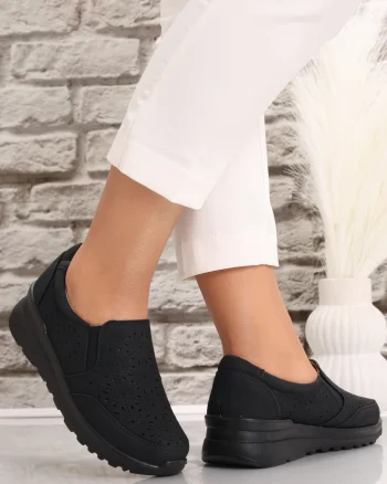 Pantofi dama casual Negri din Piele Ecologica Corza