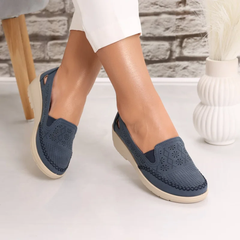 Pantofi dama casual Bleumarin din Piele Ecologica Lasina