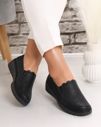 Pantofi dama casual Negri din Piele Ecologica Rujaina