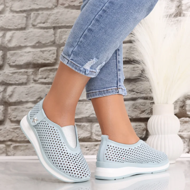 Pantofi dama casual Albastri din Piele Naturala Watifa