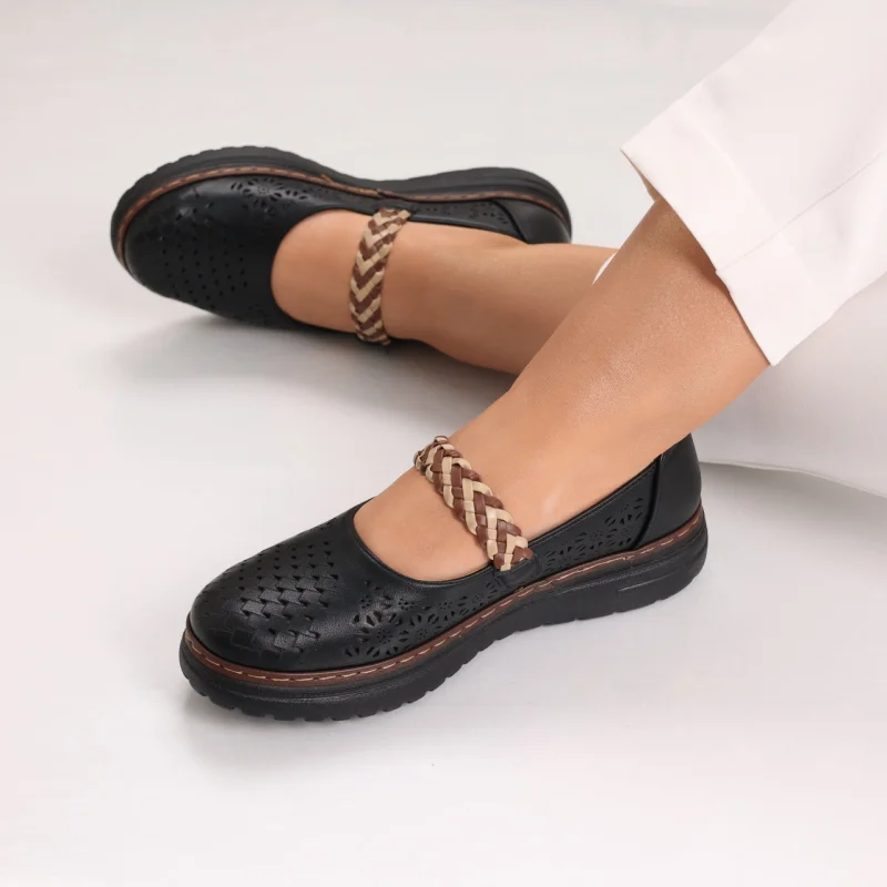 Pantofi dama casual Negri din Piele Ecologica Rimana