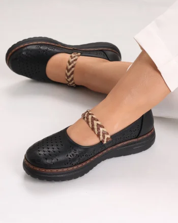 Pantofi dama casual Negri din Piele Ecologica Rimana