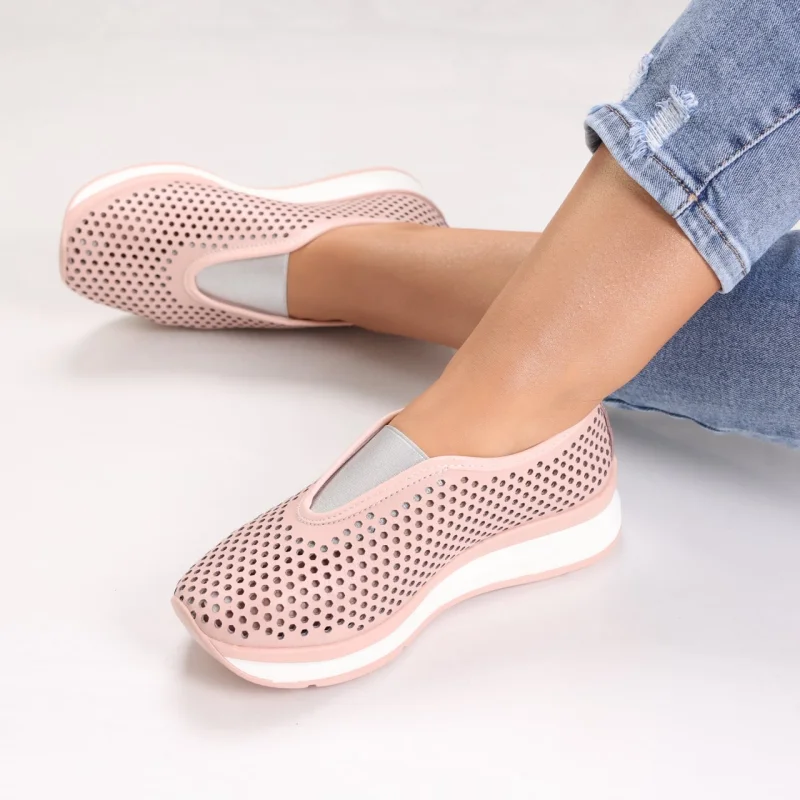 Pantofi dama casual Roz din Piele Naturala Watifa