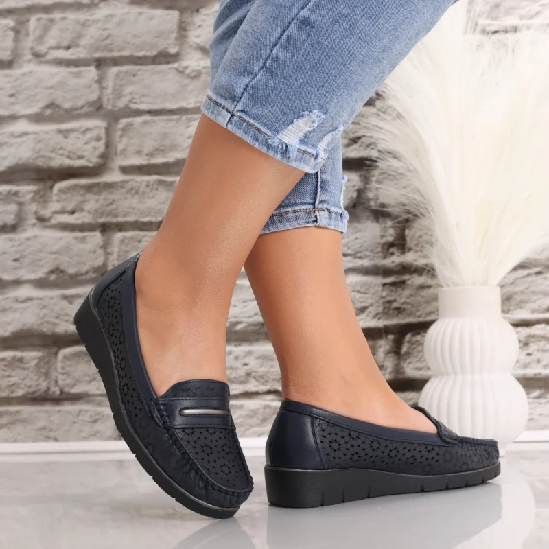 Pantofi dama casual Bleumarin din Piele Ecologica Rahil
