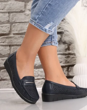 Pantofi dama casual Bleumarin din Piele Ecologica Rahil