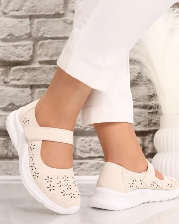 Pantofi dama casual Bej din Piele Ecologica Lani