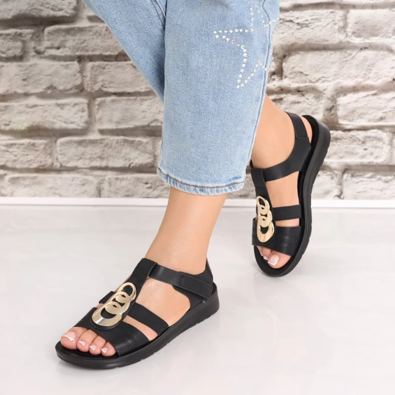 Sandale dama Negre2 din Piele Ecologica Areia