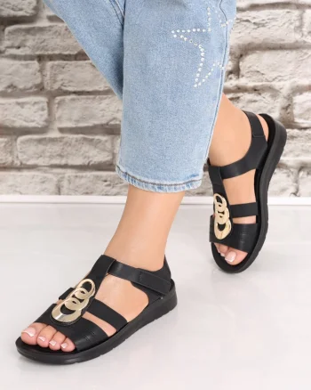 Sandale dama Negre2 din Piele Ecologica Areia