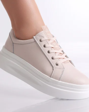 Pantofi dama casual Roz din Piele Naturala Evoya