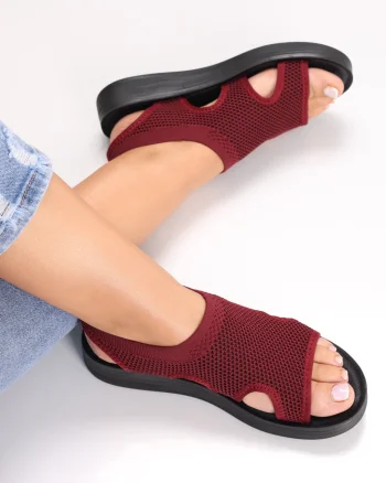 Sandale dama Fara toc Bordo din Textil Laren