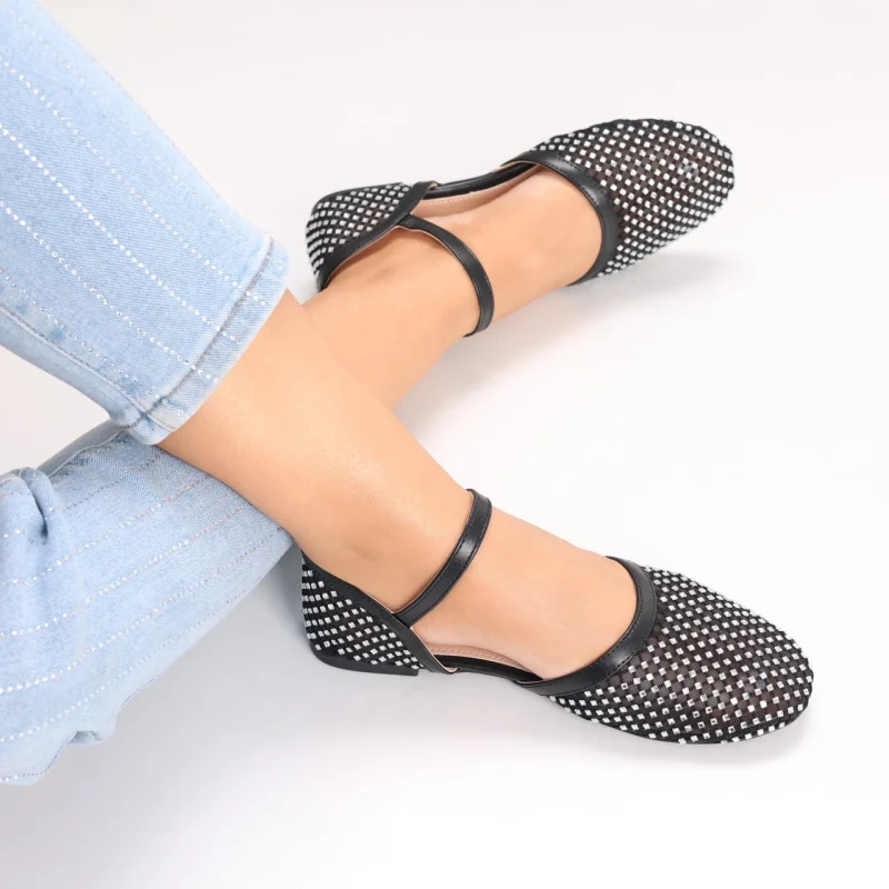 Sandale dama Negre din Textil Safya