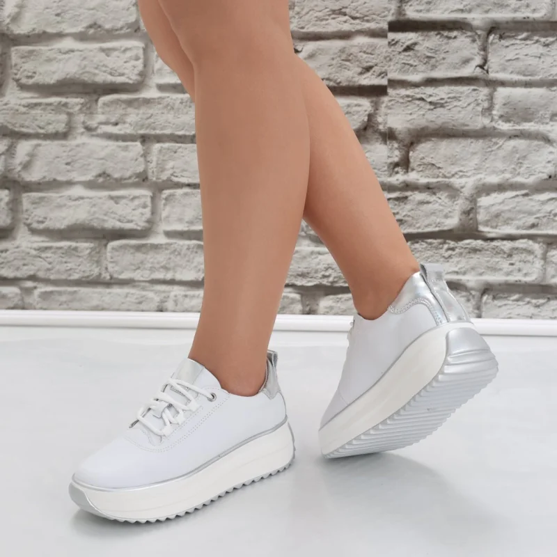 Pantofi dama casual Albii din Piele Naturala Namia