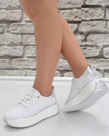 Pantofi dama casual Albii din Piele Naturala Namia