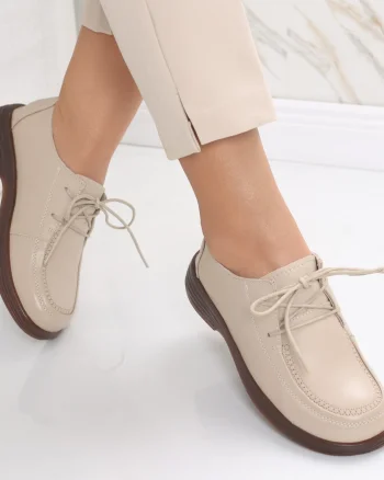 Pantofi dama casual Bej din Piele Naturala Esana