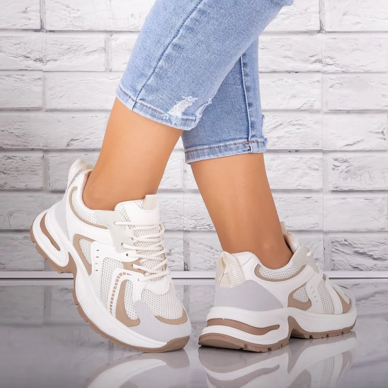 Adidasi dama Bej din Piele Eco/ Textil Sianna