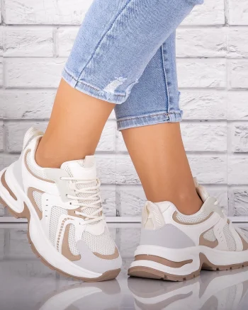 Adidasi dama Bej din Piele Eco/ Textil Sianna