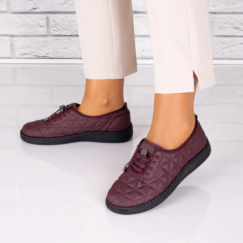 Pantofi dama casual Bordo din Piele Ecologica Acuna