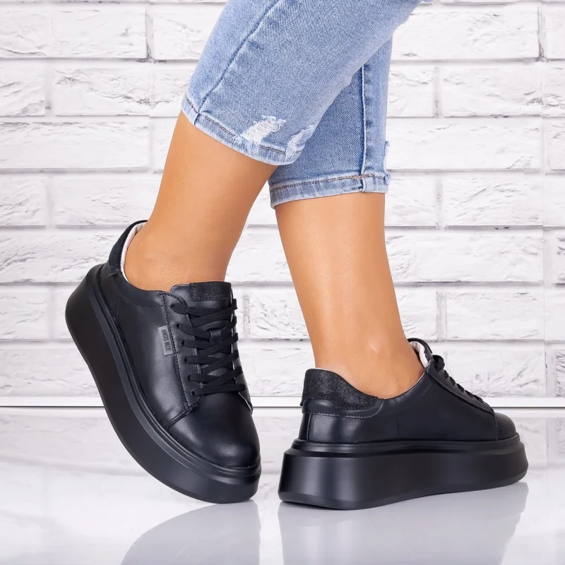Pantofi dama casual Negri din Piele Naturala Arselia