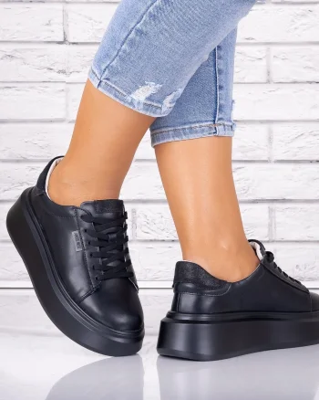 Pantofi dama casual Negri din Piele Naturala Arselia