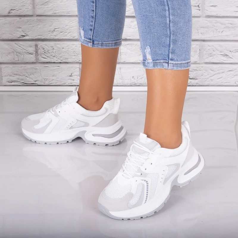 Adidasi dama Albi/gri din Piele Eco/ Textil Sianna