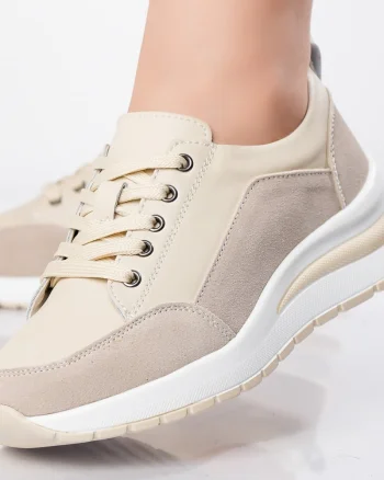 Pantofi dama sport Bej din Piele Naturala Oblan