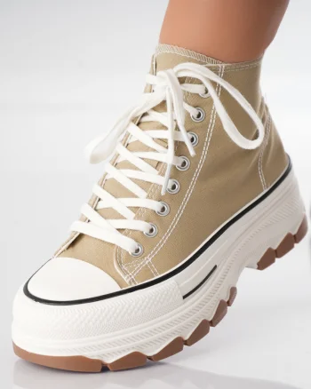 Sneakers dama Bej Textil Panza Florencia