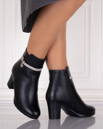 Botine Dama Imblanite Negre din Piele Ecologica Serela