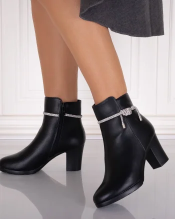 Botine Dama Imblanite Negre din Piele Ecologica Ablona