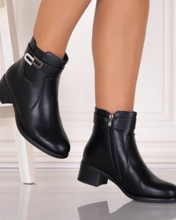Botine Dama Imblanite Negre din Piele Ecologica Nistona