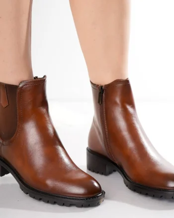 Ghete Dama Imblanite Camel din Piele Ecologica Velvet