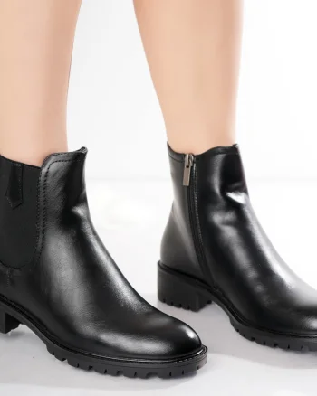 Ghete Dama Imblanite Negre din Piele Ecologica Velvet