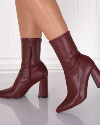 Botine dama Bordo din Piele ecologica Rumia