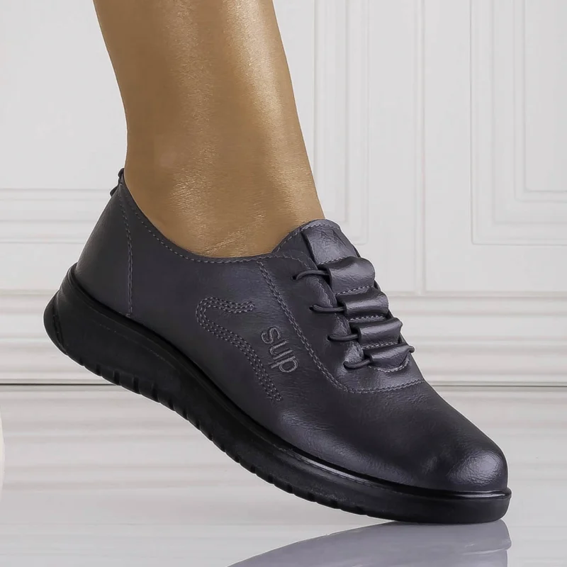Pantofi casual akayla Gri piele ecologica