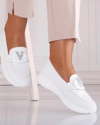 Pantofi dama Casual Albi din Piele Ecologica Nelisia