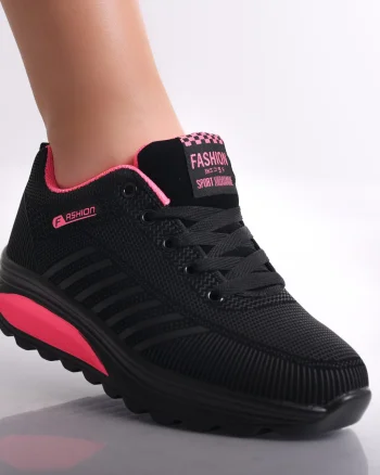 Adidasi dama Negru/roz din Textil Lulea