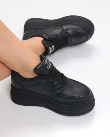 Sneakers dama cu platforma Negri din Piele Ecologica Arnola
