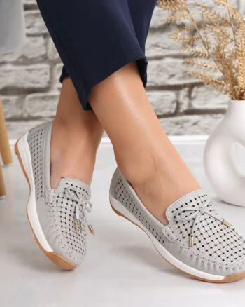 Pantofi dama casual Gri din Piele Naturala Alinca