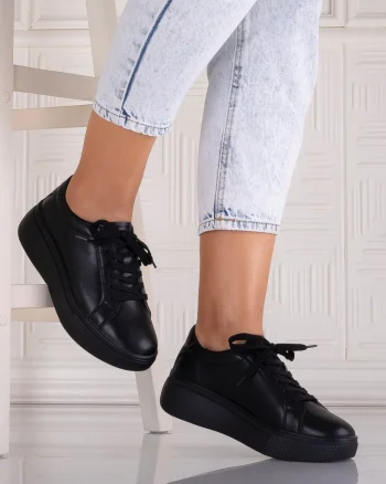 Pantofi dama casual Negri din Piele Naturala Aziva