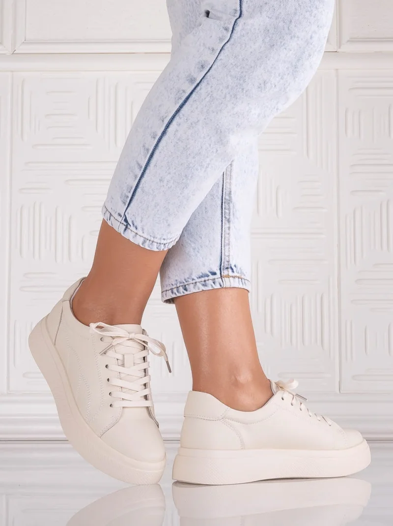 Pantofi dama casual Bej din Piele Naturala Carisna