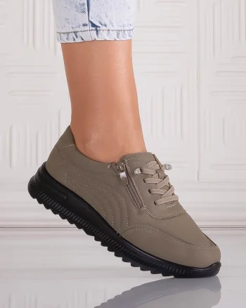 Pantofi dama Casual Kaki din Piele Ecologica Savira