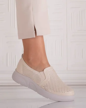 Pantofi dama Casual Bej din Piele Ecologica Nilasa