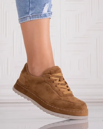 Sneakers dama Camel din Piele Ecologica Intoarsa Daliva