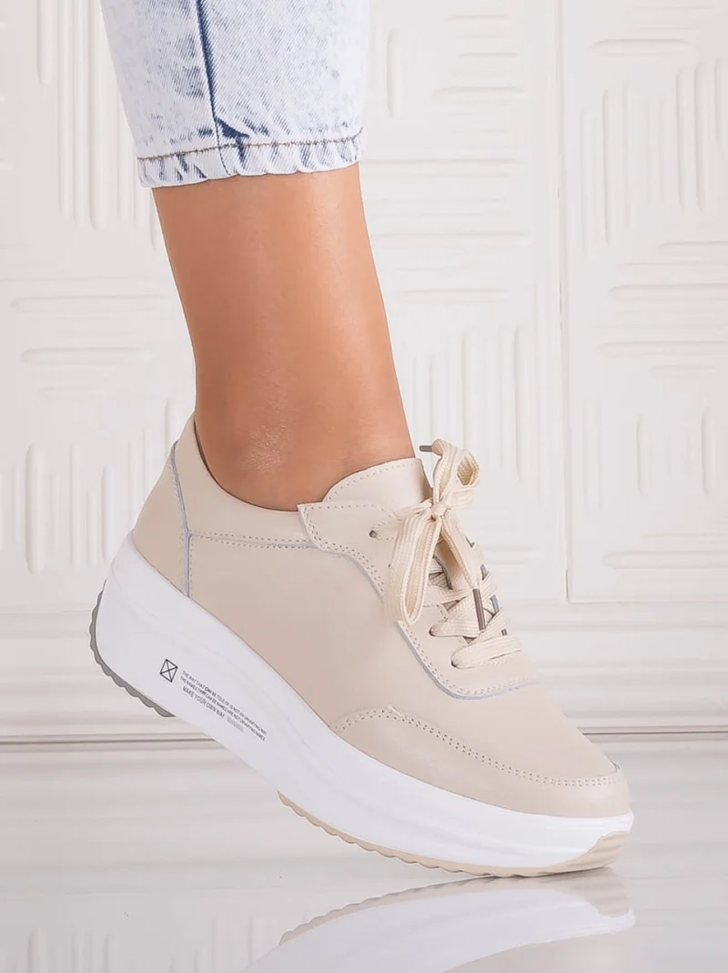 Pantofi dama Sport Bej din Piele Naturala Amadi