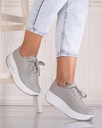 Pantofi dama Sport Gri din Piele Naturala Amadi
