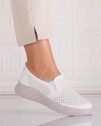 Pantofi dama Casual Albi din Piele Ecologica Nilasa