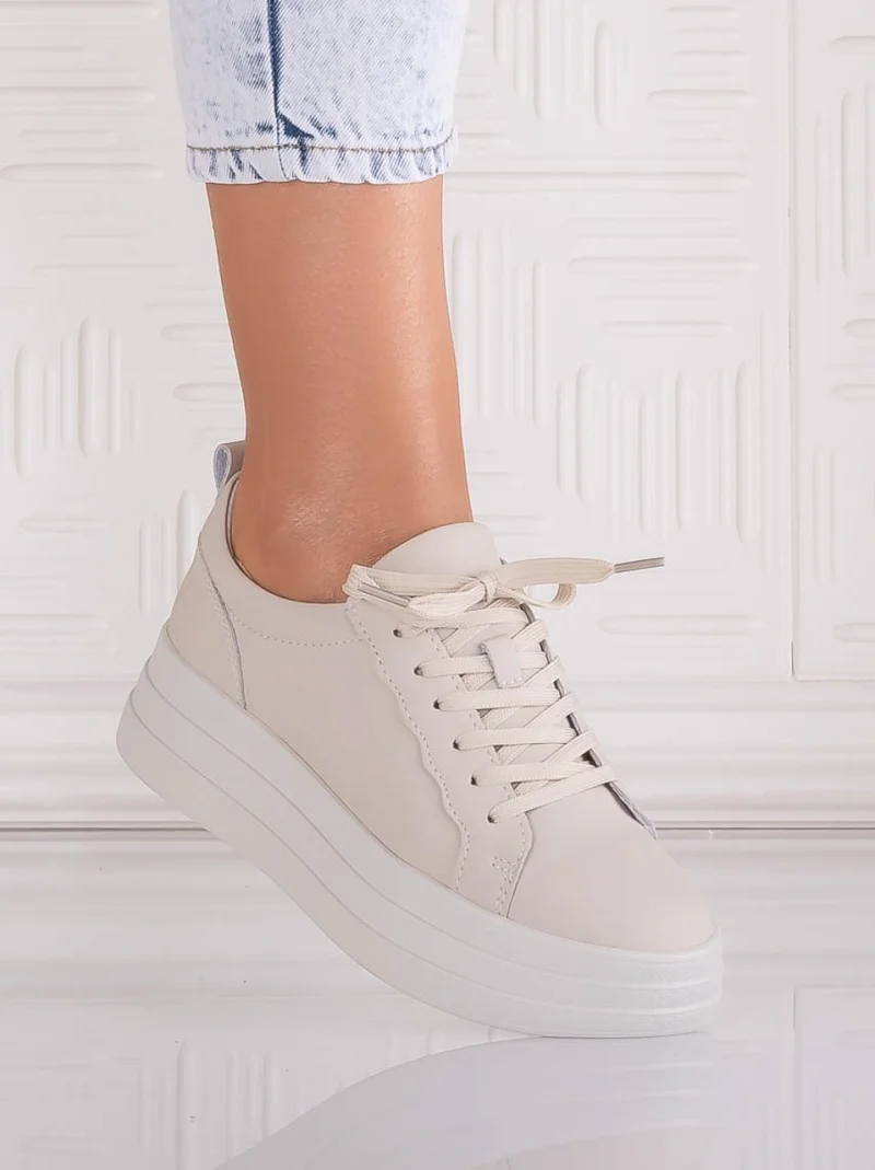 Pantofi dama casual Bej din Piele Naturala Sadrina