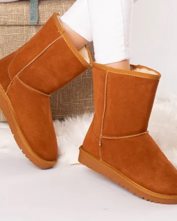 Ghete dama piele naturala mara camel imblanite