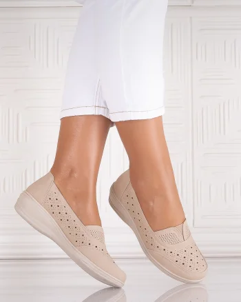 Pantofi dama casual Bej din Piele Ecologica Audara
