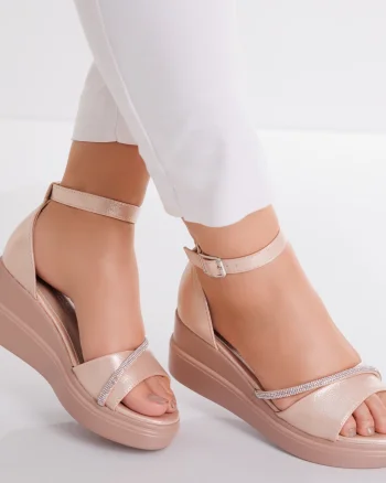 Sandale dama cu platforma Bronz din Piele Ecologica Pelea